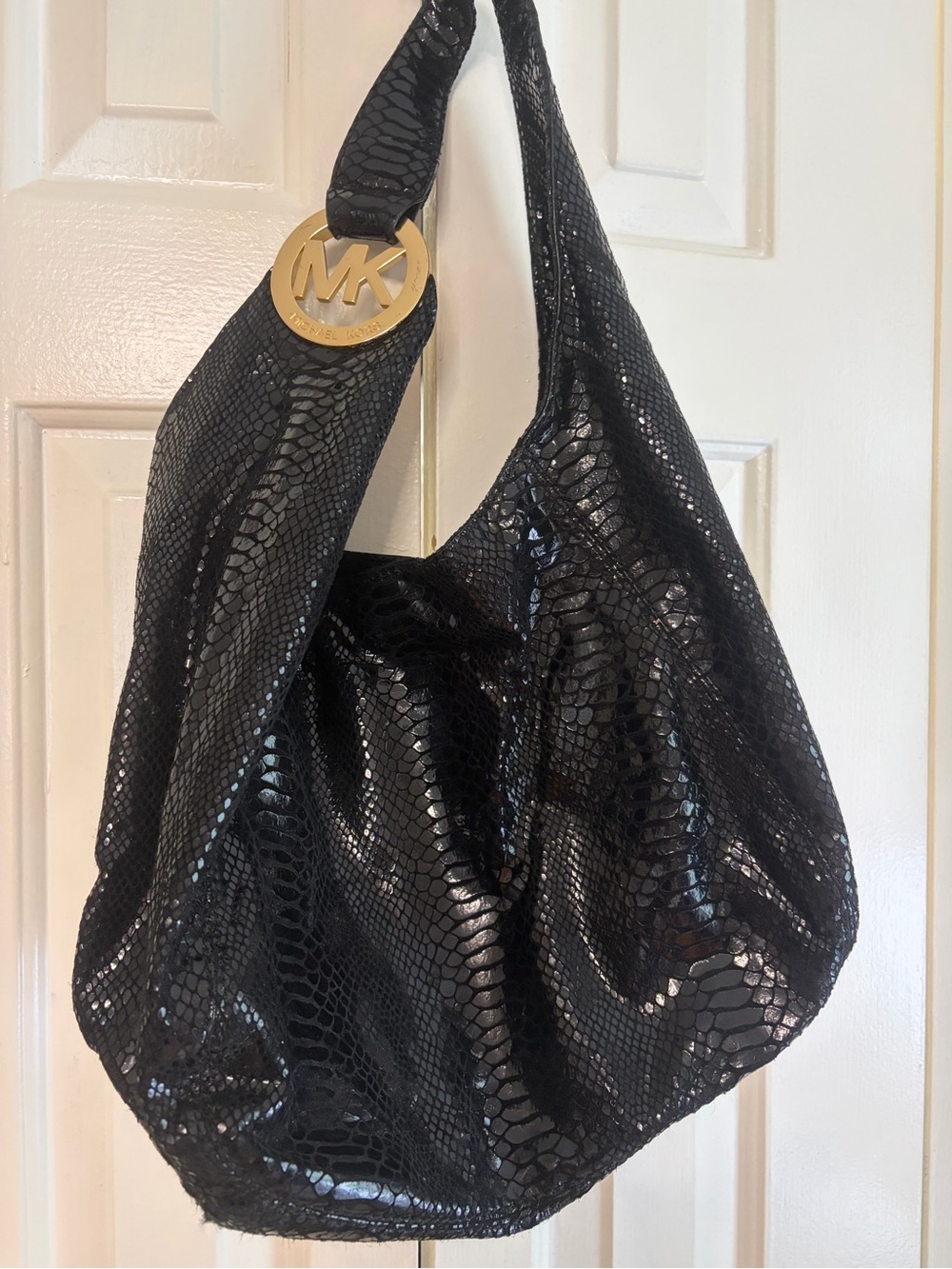 Michael Kors Python Embossed Leather Hobo Bag